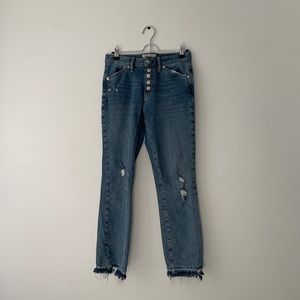straight leg frayed hem jeans